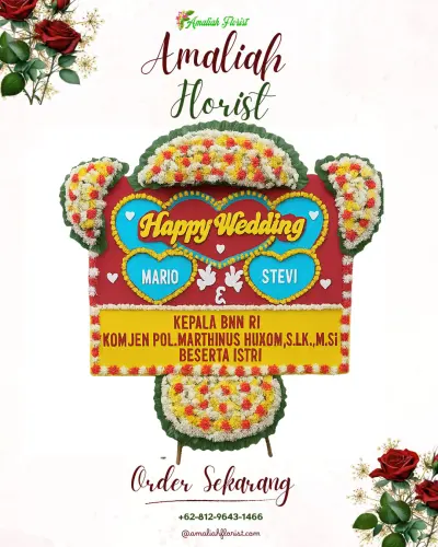 Karangan Papan Bunga Pernikahan di Manggar